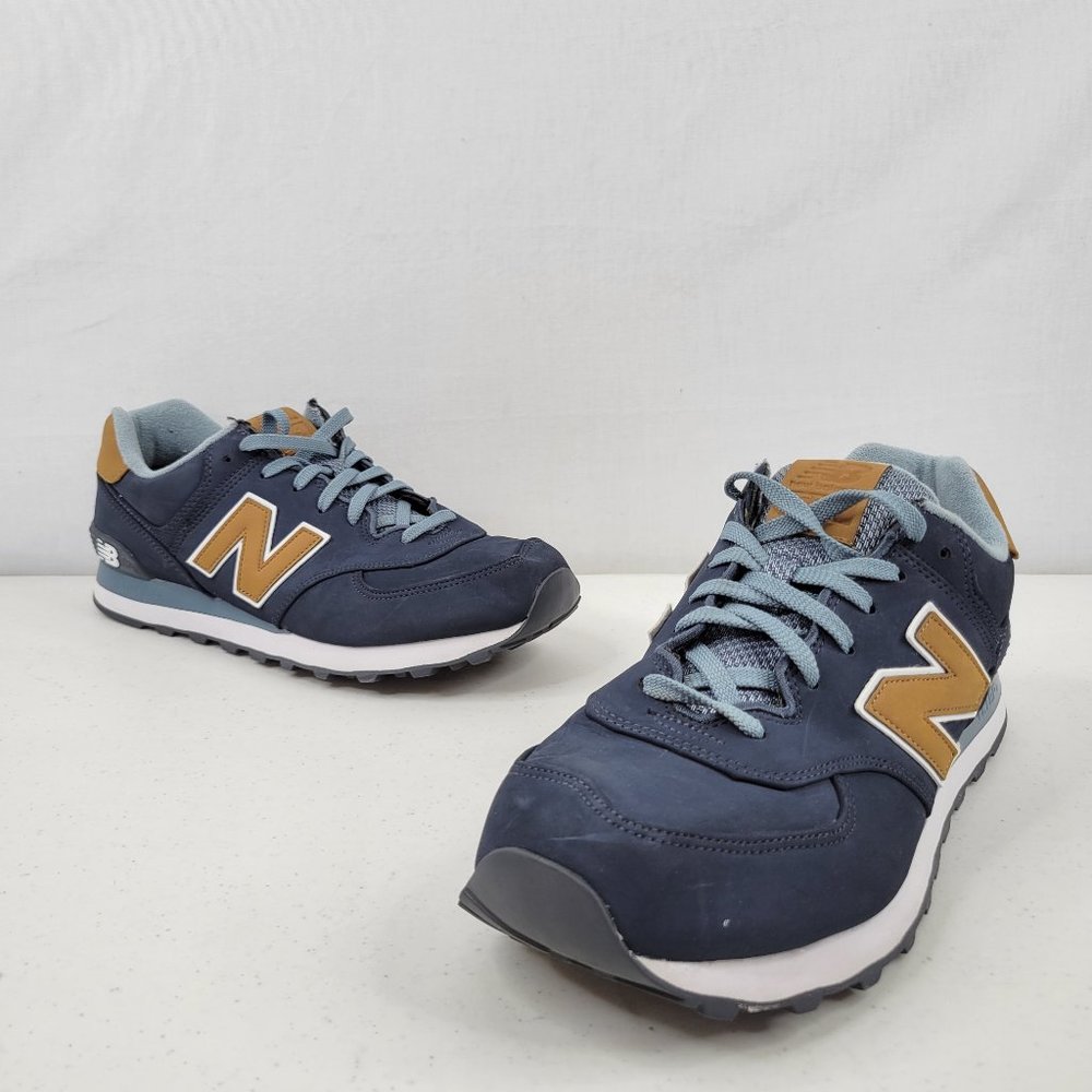 New Balance 574 Navy Tan White Sneakers Shoes Men's US 12 D ML574SLB